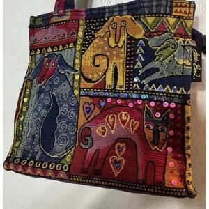 VTG Laurel Burch Shoulder Bag Tapestry Beaded